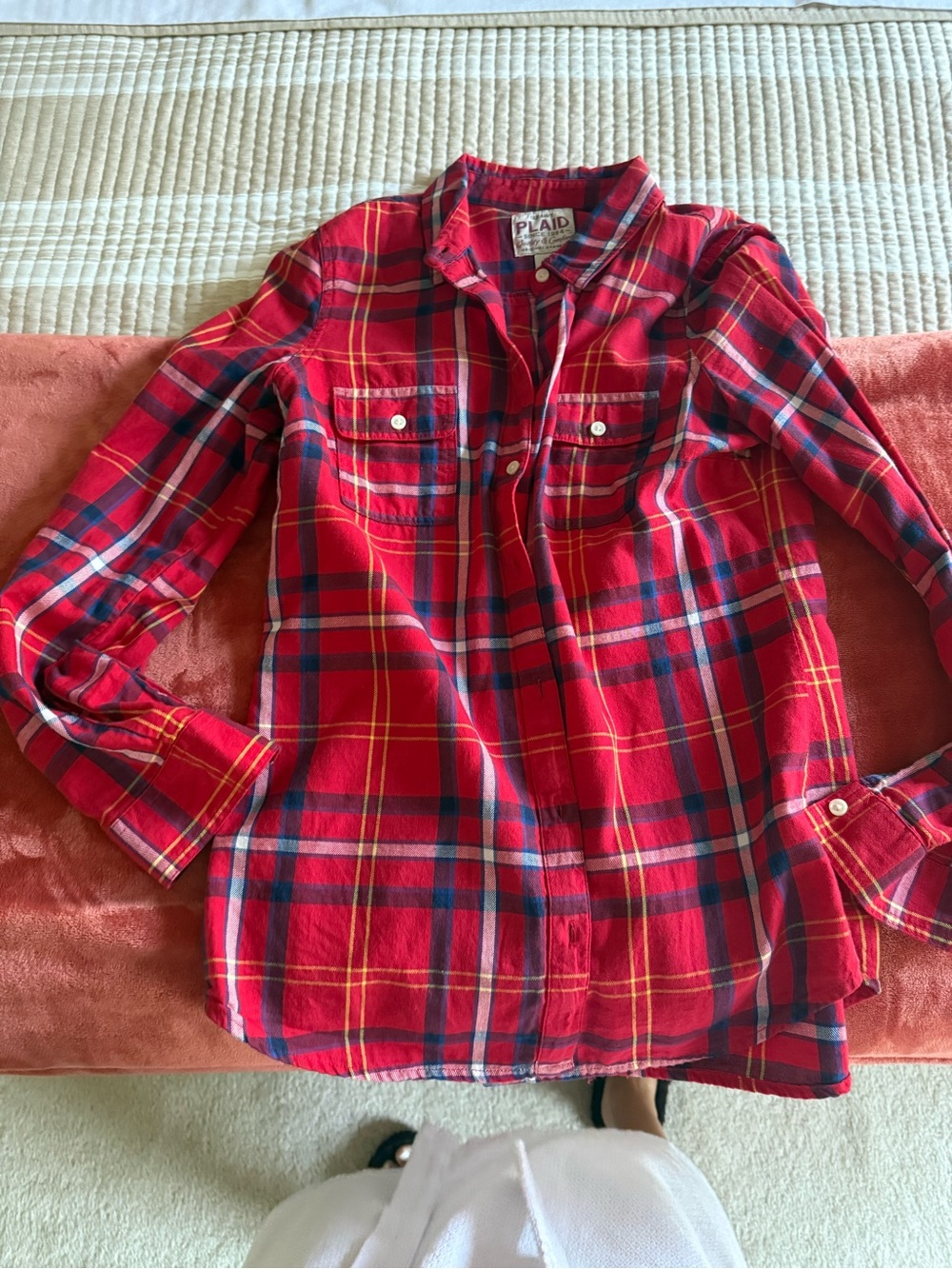 Old Navy Red Plaid Button-Down Shirt for Kids